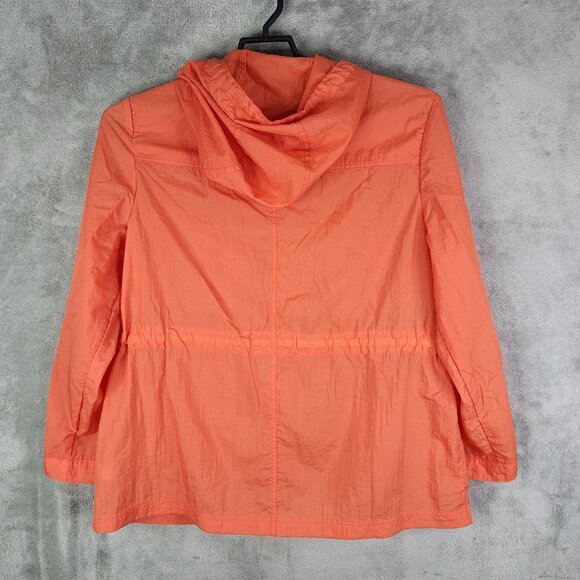 Womens Orange Gap Hooded Nylon Jacket Coat Full Zip Drawstring Waist Size XL - Picture 8 of 11